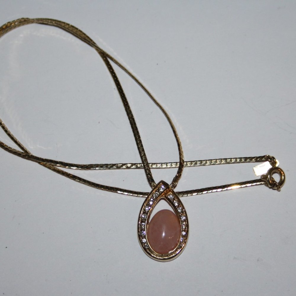 💛💗 Gold + Pink Rhinestone Necklace · 18" 💗💛